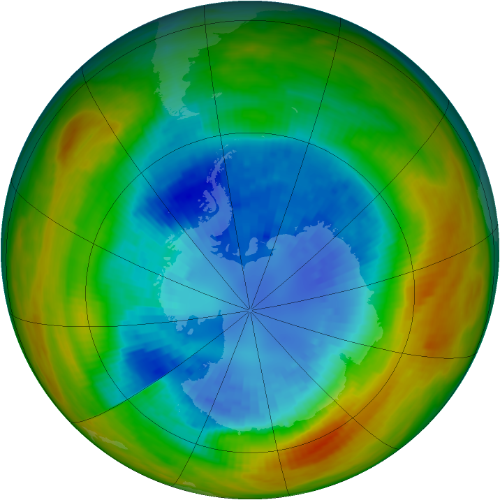 Antarctic ozone map for 07 September 1984